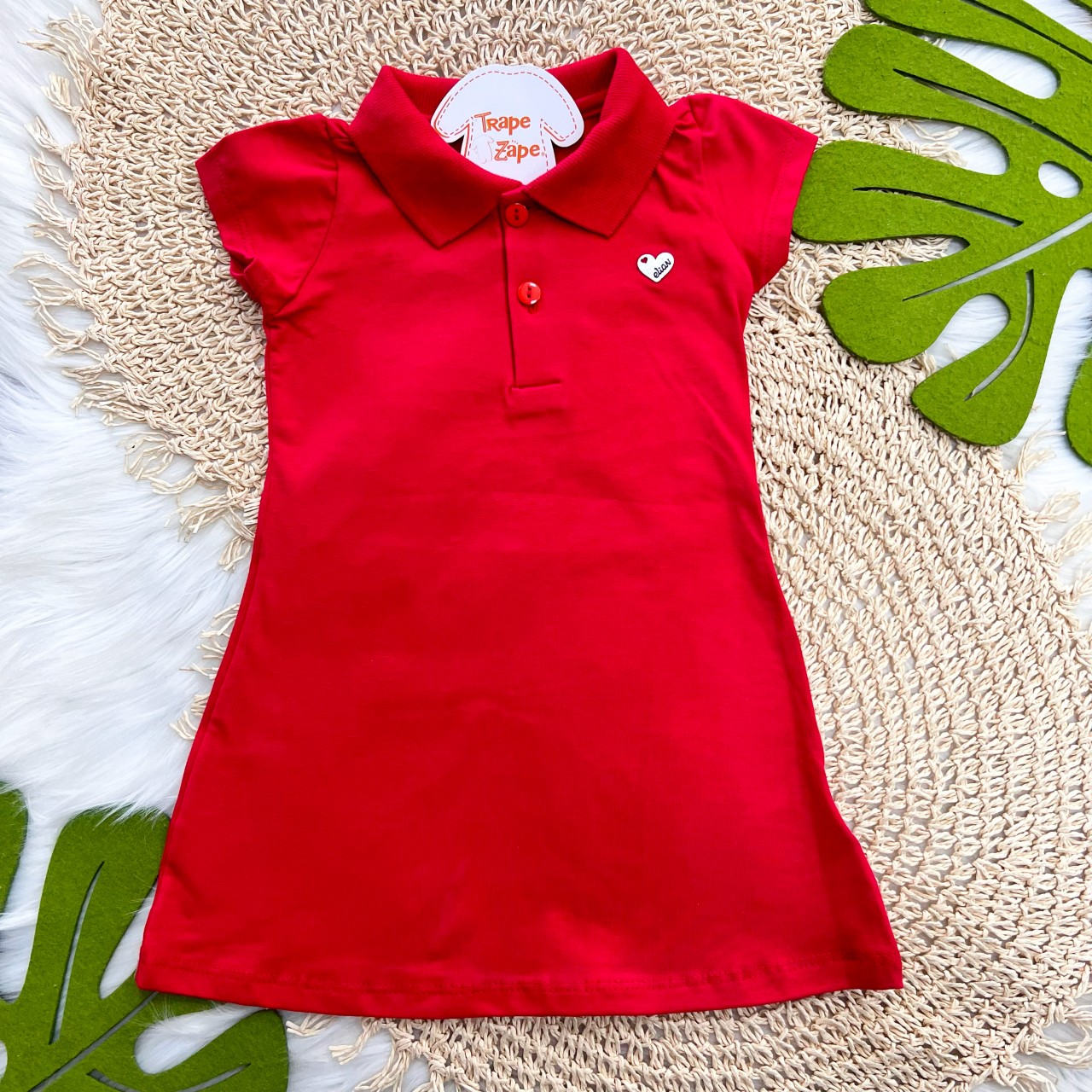Vestido Gola Polo - Vermelho
